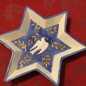 Bowl star of David dove peace olive branch plate